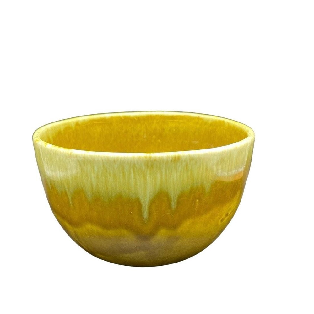 California Pottery USA J8 Gold Drip Glaze Bowl California‎ Lava 1960's